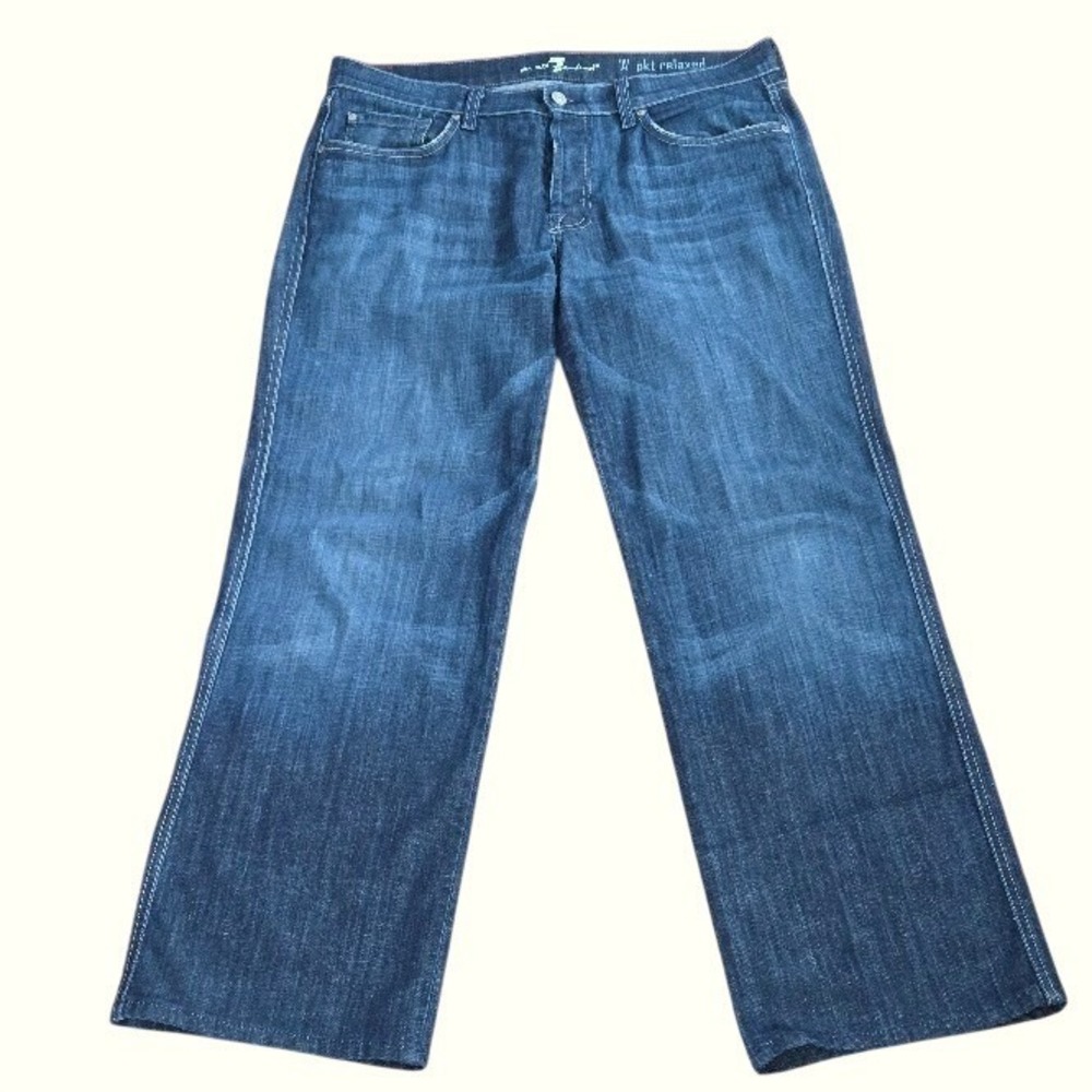 7 For All Mankind Jeans "A" Pkt Relaxed Button Fly Medium Wash Men's 33x29.5